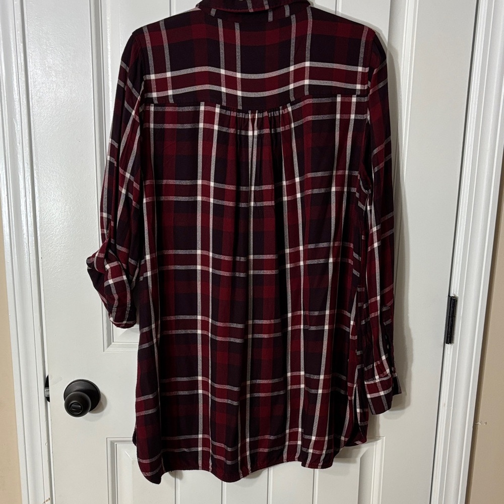 Lane Bryant Burgundy and White Plaid Shirt - Picture 10 of 11